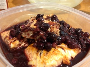 Salmon with Savorytangy Blueberry Sauce